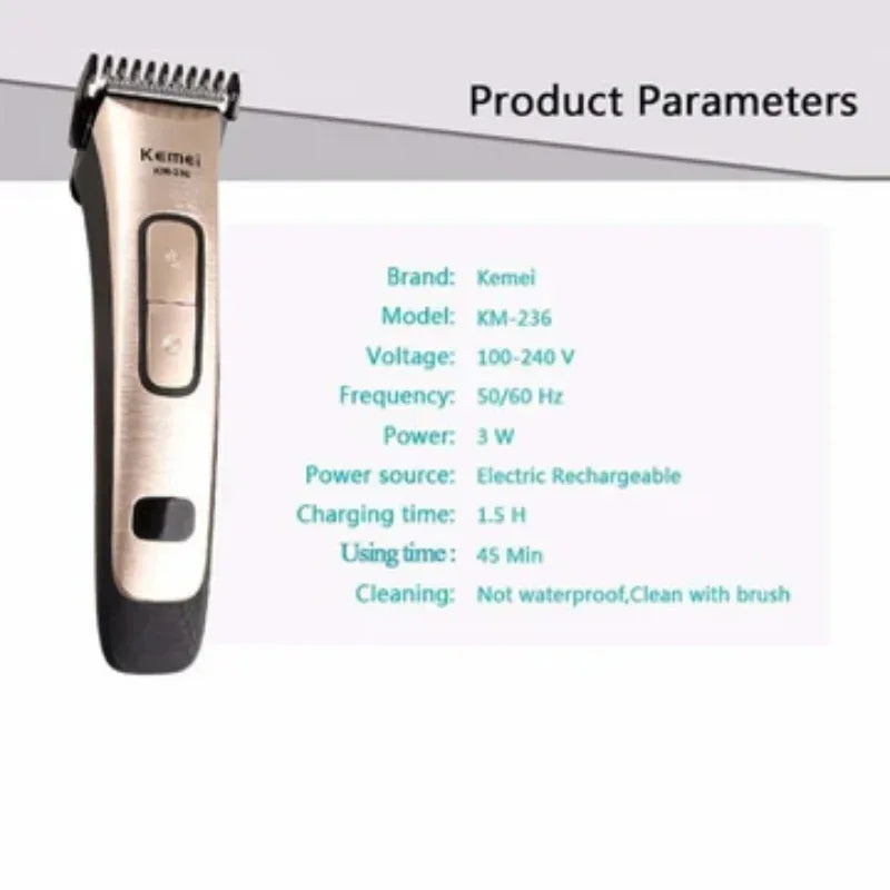 Kemei km-236 professional rechargeable barber hair cutting - Prozone