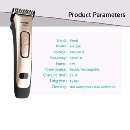 Kemei km-236 professional rechargeable barber hair cutting - Prozone