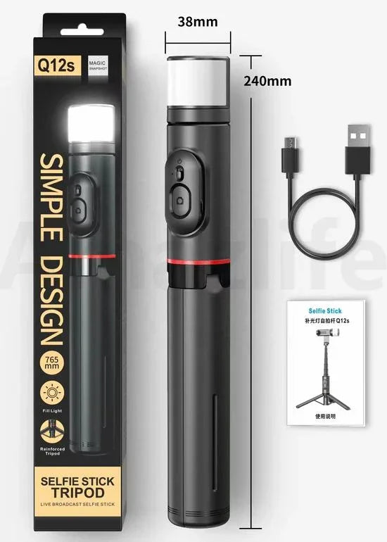 Selfie stick with fill light and tripod - Prozone