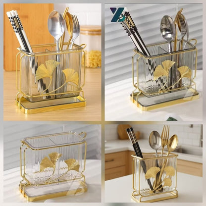 Luxury Golden Leaf Cutlery Holder - Prozone