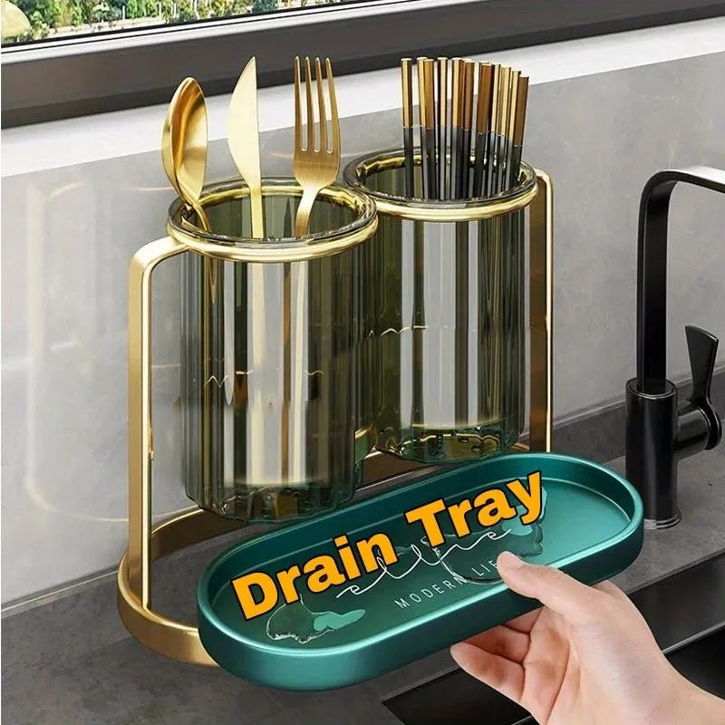 Luxury Golden Leaf Cutlery Holder - Prozone