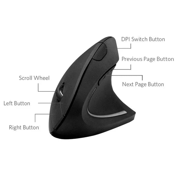 Ergonomic wireless vertical mouse rechargeable built in battery - Prozone