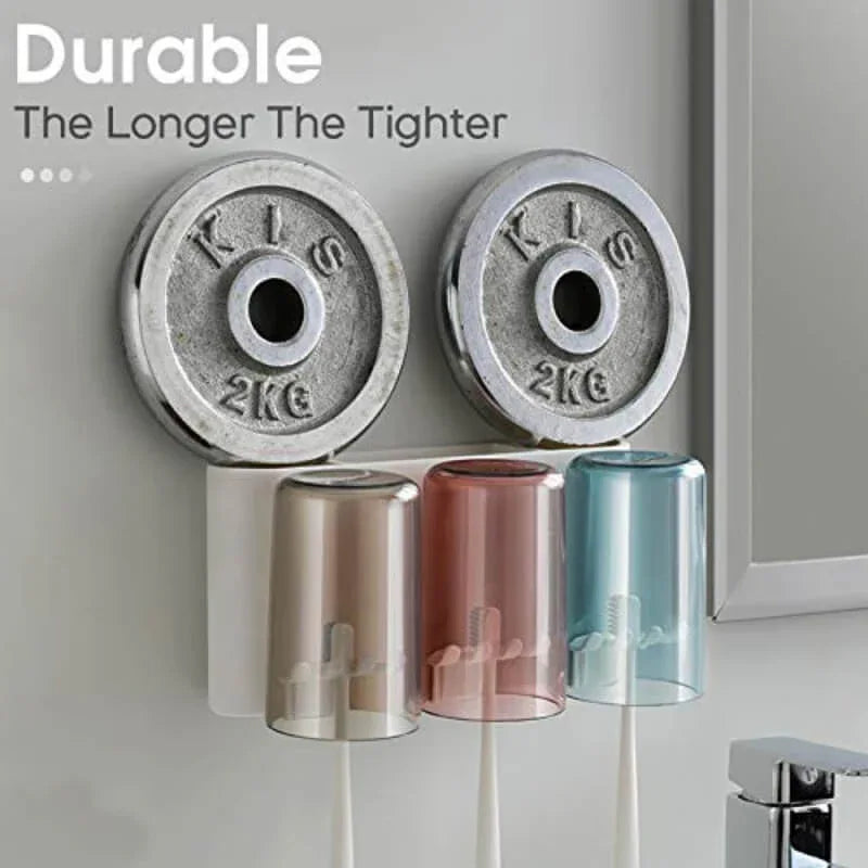 3 Cups Toothbrush holder with Toothpaste Dispenser-Squeezer - Prozone