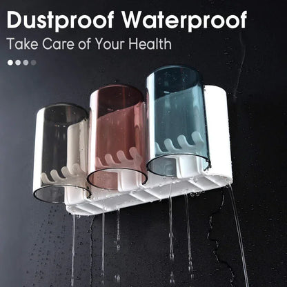3 Cups Toothbrush holder with Toothpaste Dispenser-Squeezer - Prozone