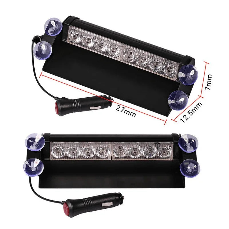 8 led red blue police flash light for dashboard - Prozone