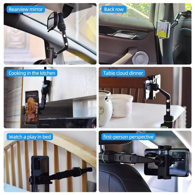 360 car multifunctional rearview mirror phone holder - Prozone