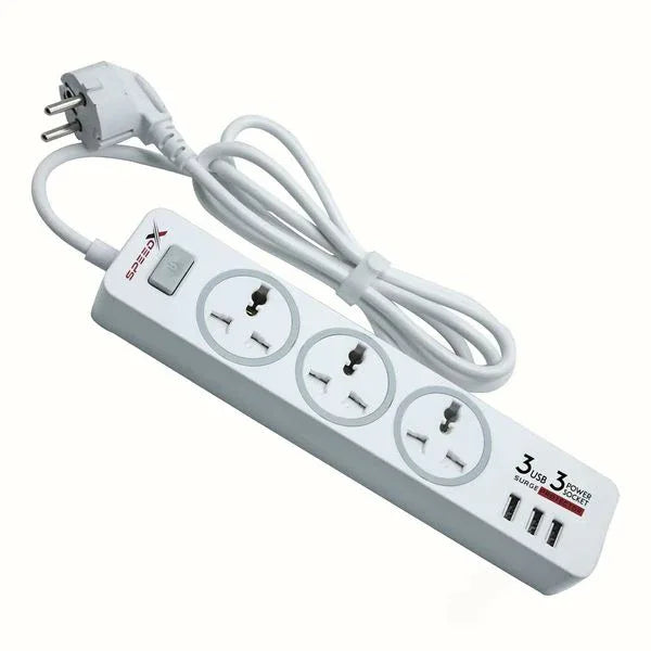 Speed x-303 power strip socket 3 switch sockets and 3 usb ports - Prozone