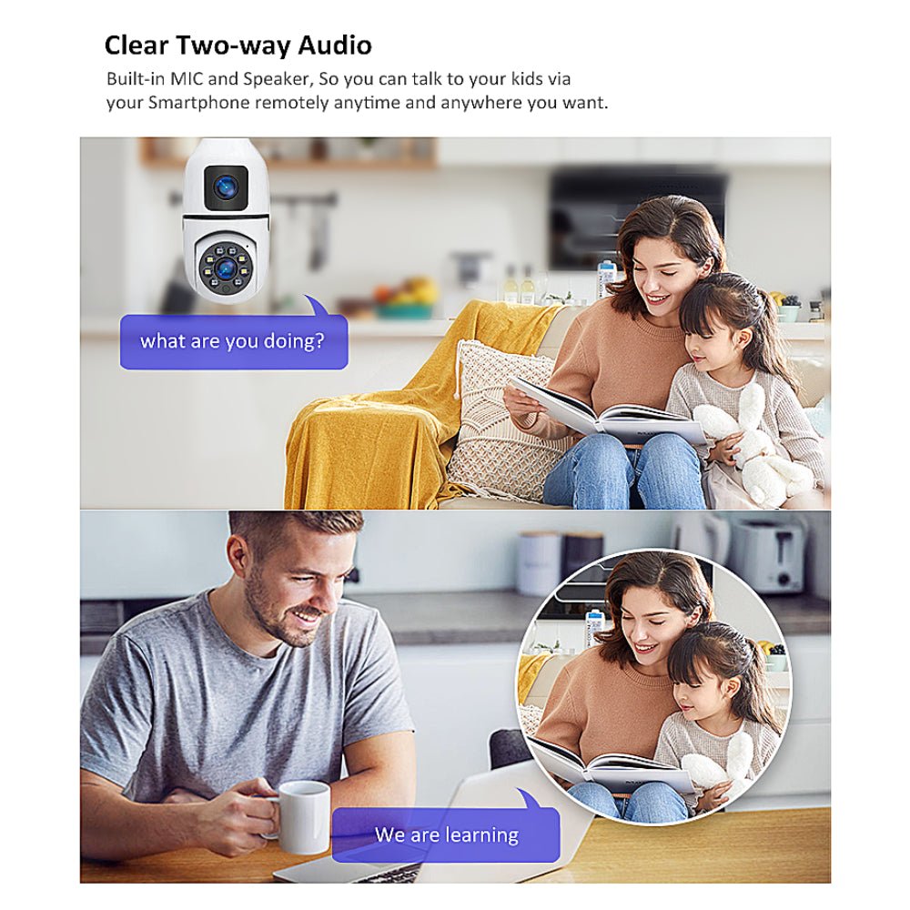 Smart bulb 2 lens camera for Home Surveillance - Prozone