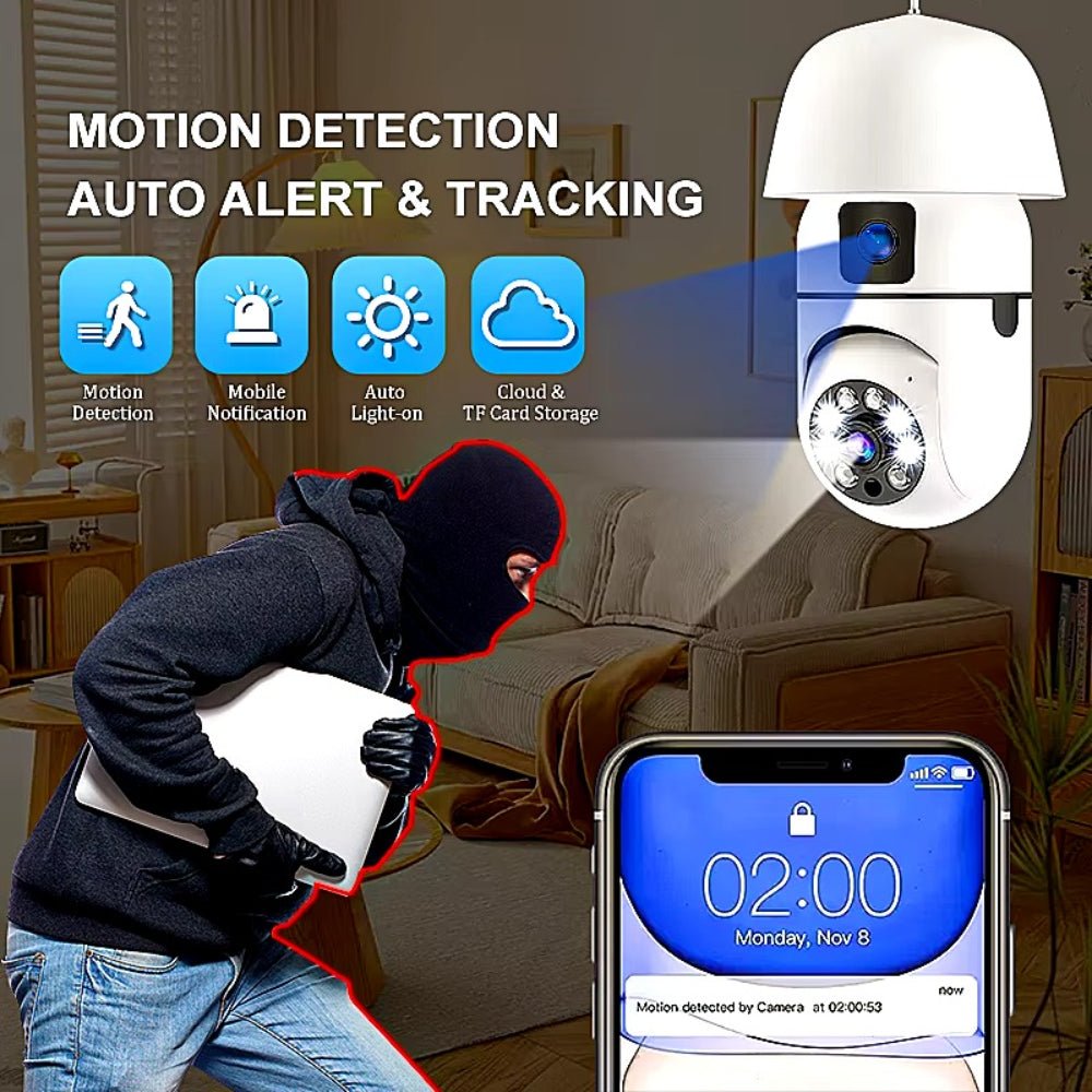 Smart bulb 2 lens camera for Home Surveillance - Prozone