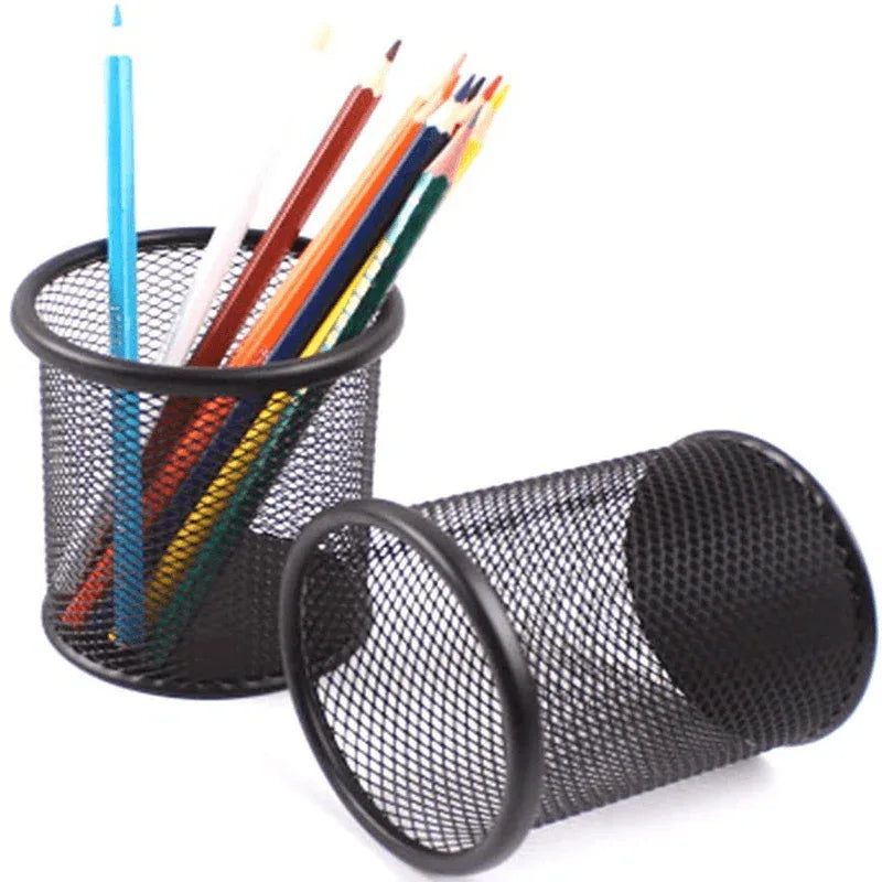 2pc black metal stand mesh style pen holder - Prozone