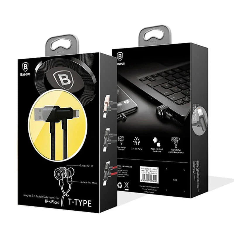 baseus 2 in 1 magnetic micro usb cable for android,ios - Prozone