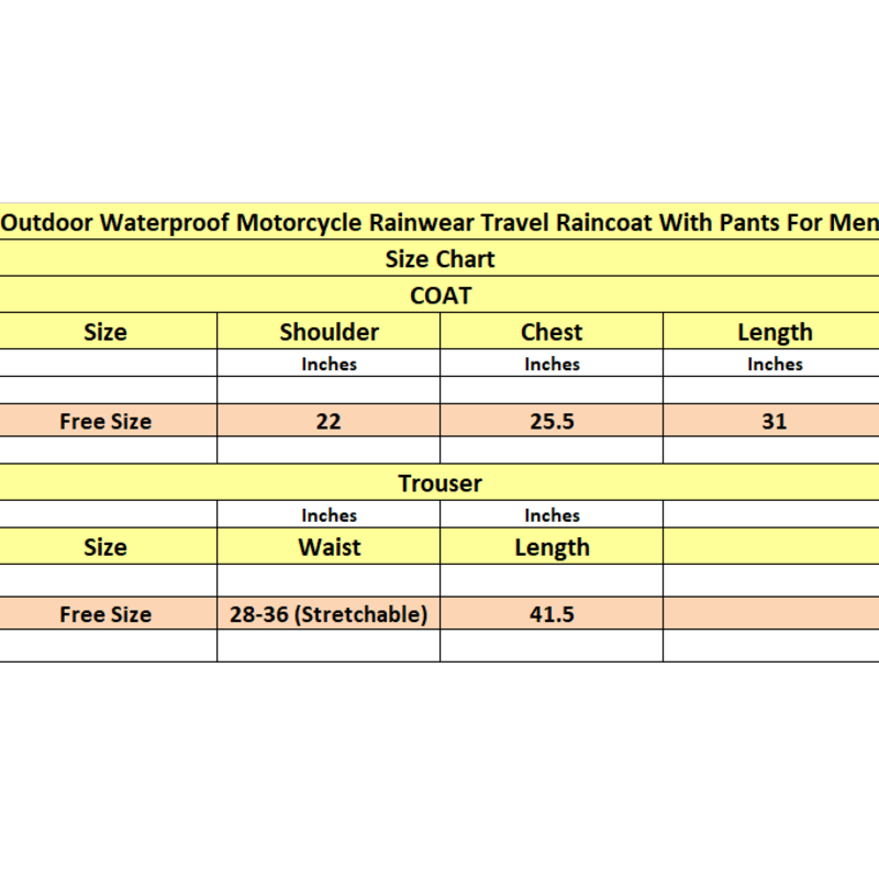 Waterproof Raincoat With Pants For Men