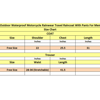 Waterproof Raincoat With Pants For Men