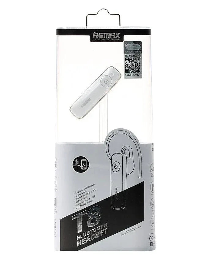 Remax bluetooth handsfree t8 white colour - Prozone
