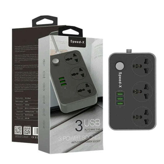 Speed-x power universal travel 3 socket + 3usb - Prozone
