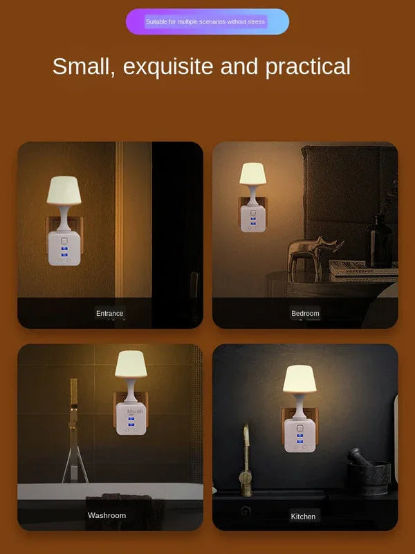 4 in 1 usb function bedside small night lamp - Prozone
