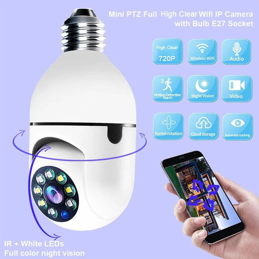 V380 Full HD 1080P Wireless LED PTZ IP Bulb Camera With NIGHT VISION, Wide Angle, Two-way Audio - Prozone