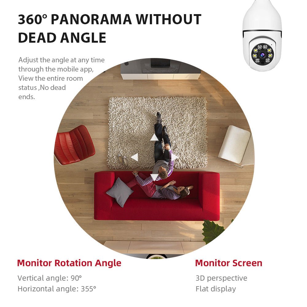 V380 Full HD 1080P Wireless LED PTZ IP Bulb Camera With NIGHT VISION, Wide Angle, Two-way Audio - Prozone