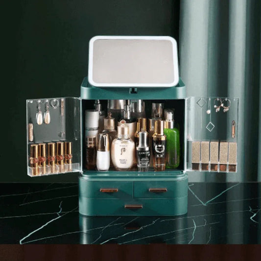 Drawer type cosmetic organizer with hd led mirror - Prozone