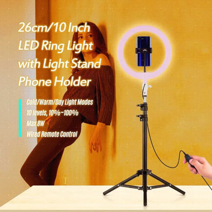 26cm ring light with 7 feet adjustable tripod&mobile holder - Prozone