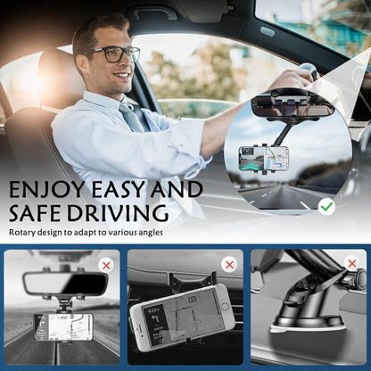 Universal 360 car rearview mirror phone holder