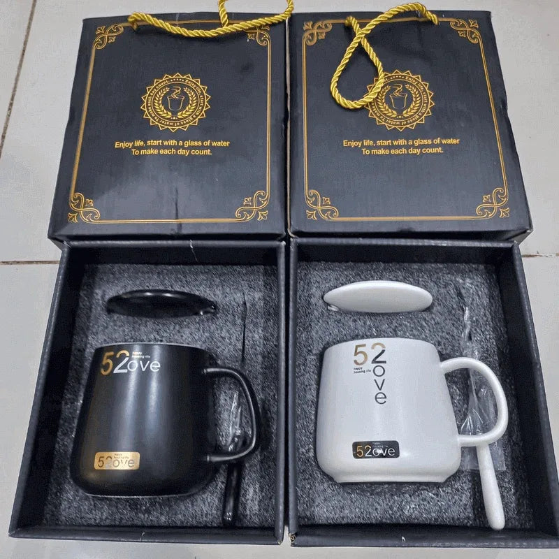 Ceramic mug with lid and spoon - Prozone