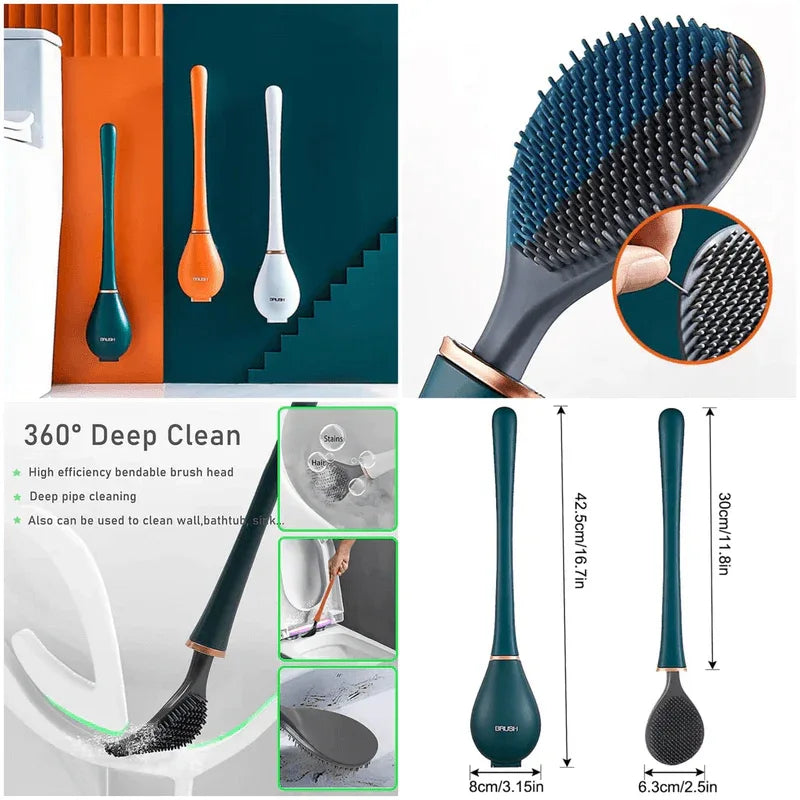 Silicone water drop toilet brush and holder set - Prozone