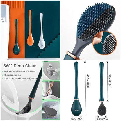 Silicone water drop toilet brush and holder set - Prozone