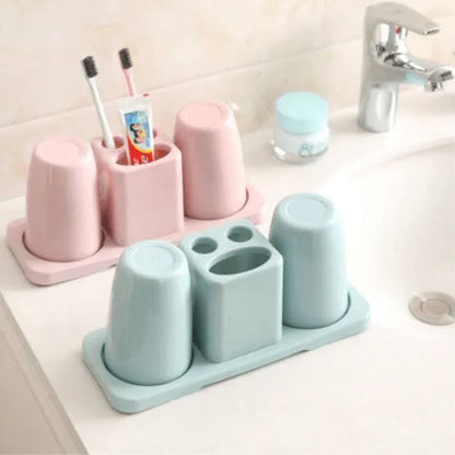 Toothbrush and toothpaste holder with 2 cups - Prozone