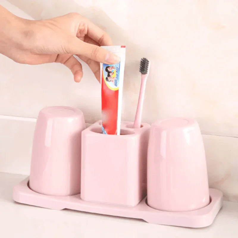 Toothbrush and toothpaste holder with 2 cups - Prozone