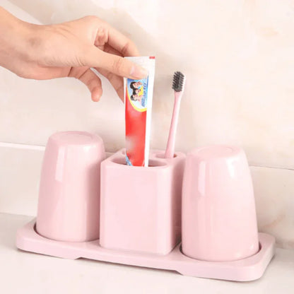 Toothbrush and toothpaste holder with 2 cups - Prozone