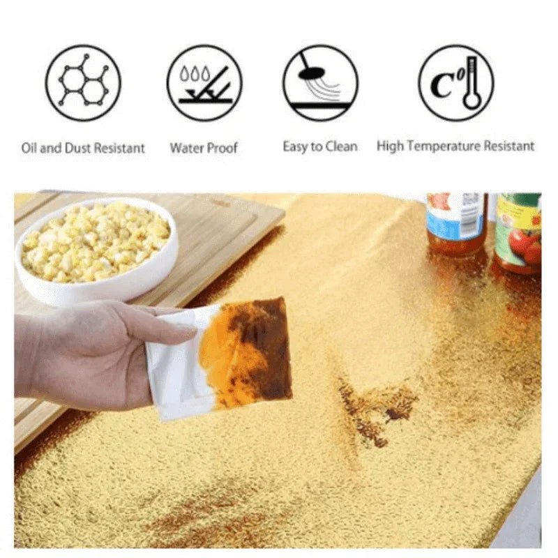 60 x 100cm oil proof stickers for kitchen aluminum golden - Prozone