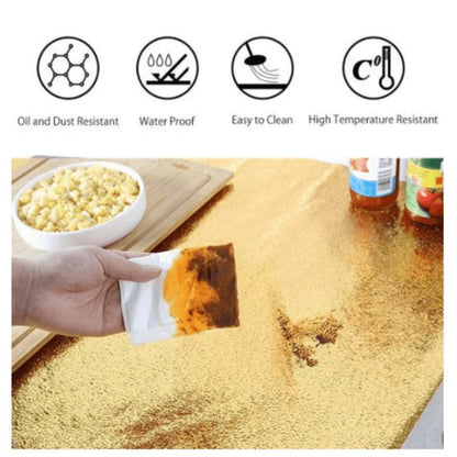 60 x 100cm oil proof stickers for kitchen aluminum golden - Prozone