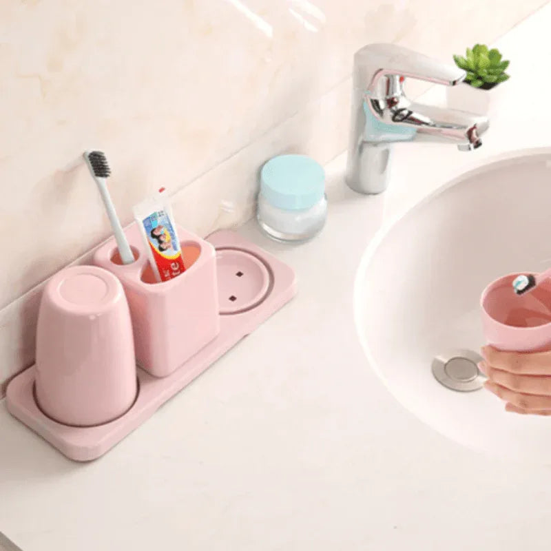 Toothbrush and toothpaste holder with 2 cups - Prozone