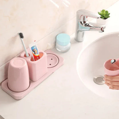 Toothbrush and toothpaste holder with 2 cups - Prozone