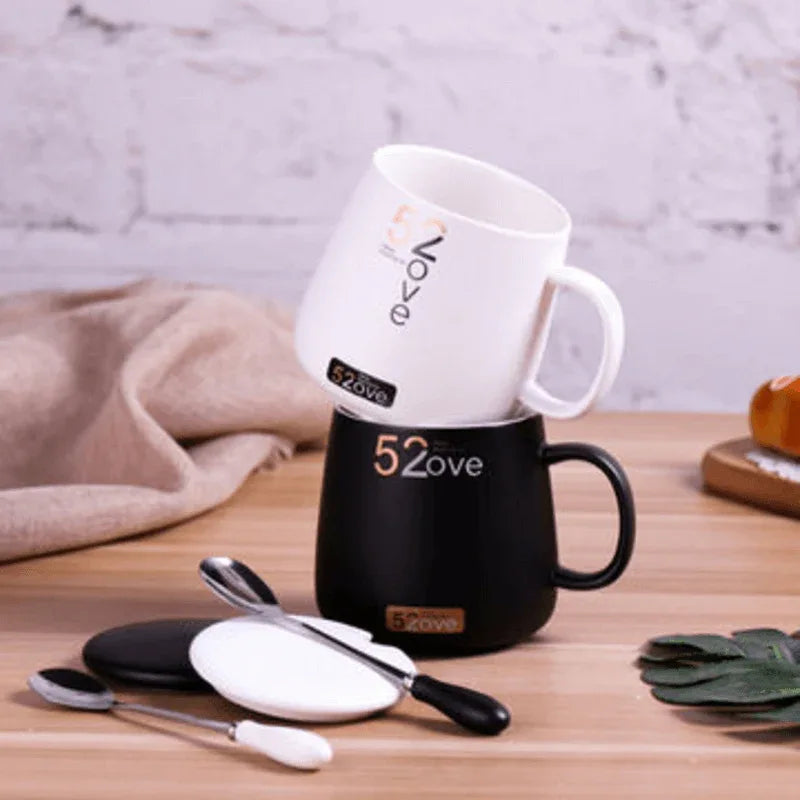 Ceramic mug with lid and spoon - Prozone