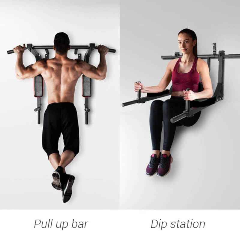 Portable Wall Mounted Pull Up Bar - Chin Up Bar With Dip Bar - Prozone