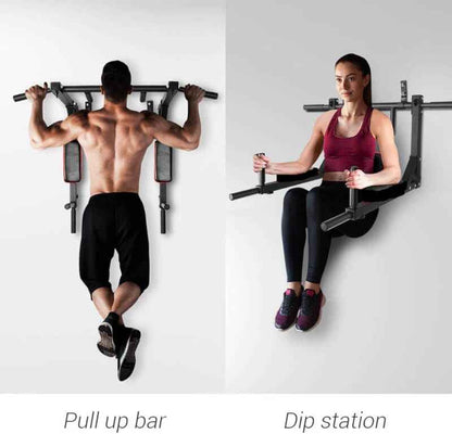 Portable Wall Mounted Pull Up Bar - Chin Up Bar With Dip Bar - Prozone