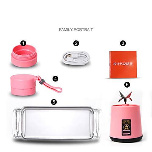 6 blade 400ml mini juicer rechargeable electric fruit juicer - Prozone